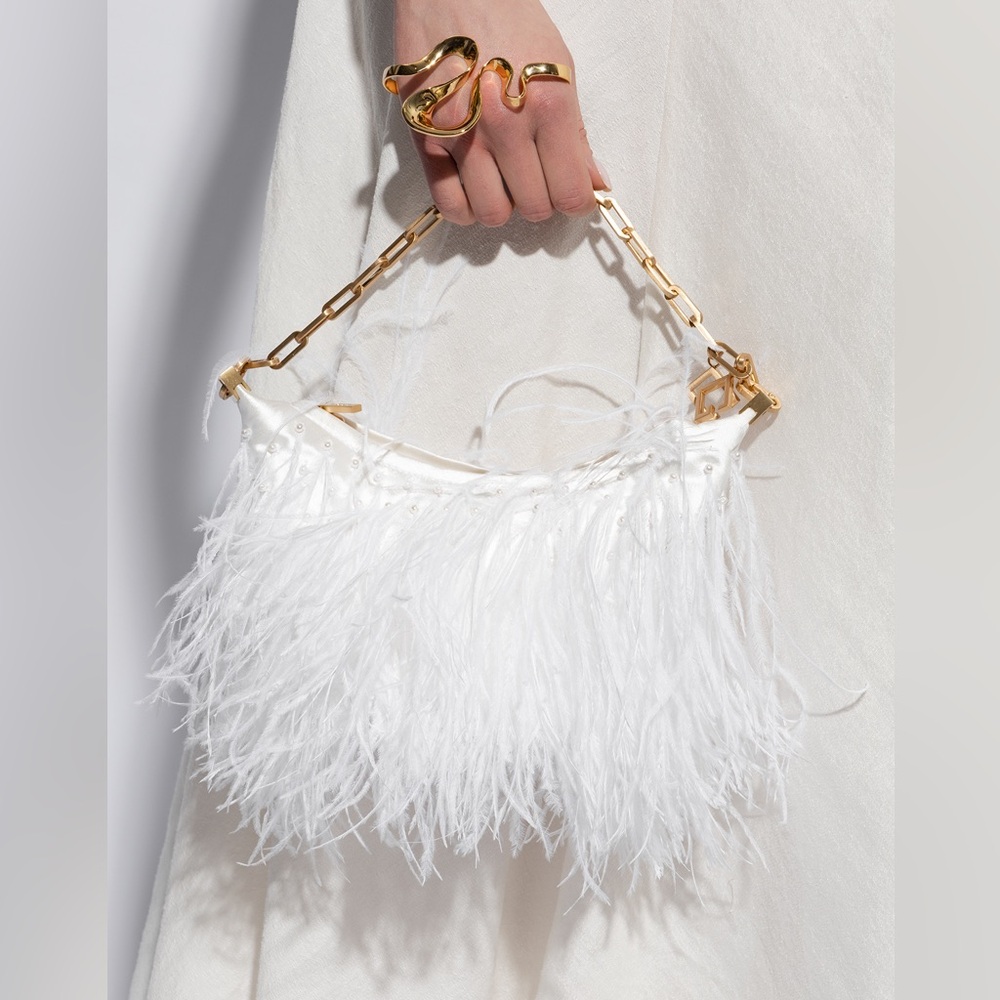 Gia Ostrich Feather Shoulder Bag